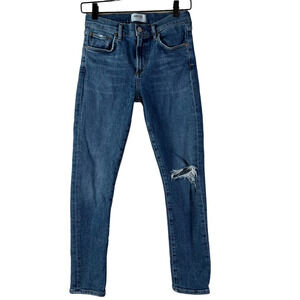 Agolde Womens Toni Skinny Jeans Blue Distressed Medium Wash Mid Rise Denim 25